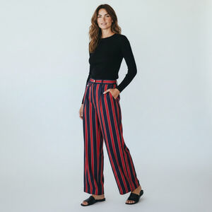 ESCADA by MARGARETHA LEY Pants Women Size 34 XS Blue Red Wool Vintage Trouser